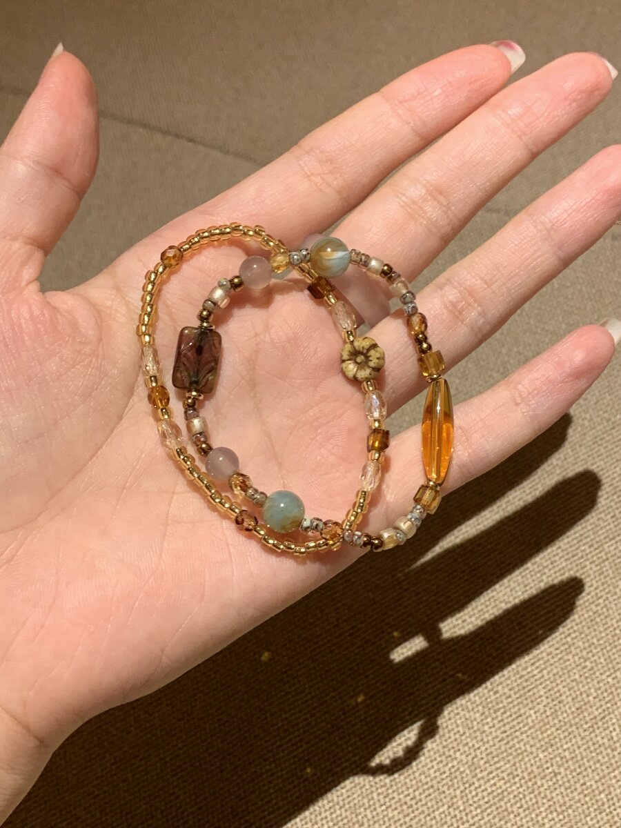 CHUNCHI 오리지널 로즈마리 스택 레트로 가을 체코 비즈 앤티크 팔찌