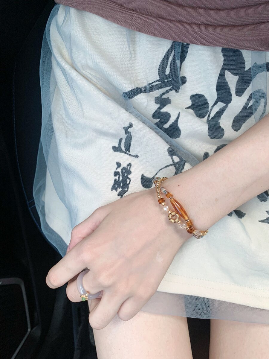 CHUNCHI 오리지널 로즈마리 스택 레트로 가을 체코 비즈 앤티크 팔찌