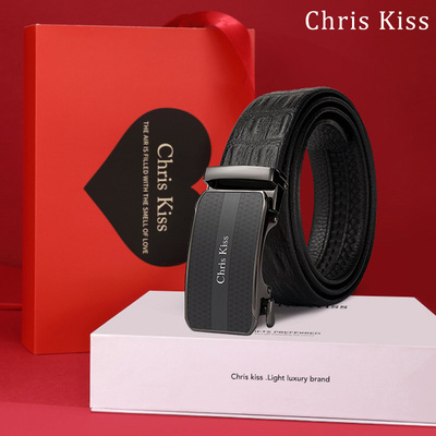 Chris Kiss皮带男士真皮自动扣高档商务奢侈品年轻人腰带礼盒