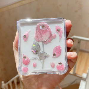 水钻玫瑰适用三星galaxy zflip7手机壳ins风zflip6透明oppo find n3 flip小折叠屏pocket 2气囊zflip5