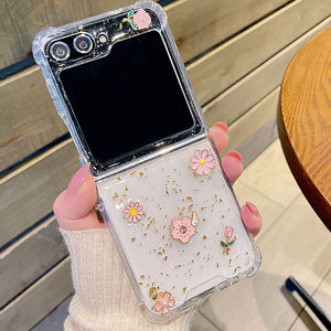 立体水钻樱花适用三星galaxy zflip7手机壳ins风zflip6透明oppo find n3 flip小折叠屏pocket 2气囊zflip5