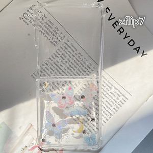 水钻镭射光蝴蝶适用三星galaxy zflip7手机壳ins风zflip6透明oppo find n3 flip小折叠屏pocket 2气囊zflip5
