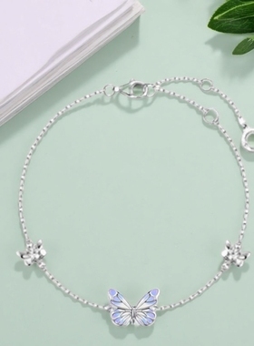 森系仙女蝴蝶手链项链套装 夜光紫仙款锁骨链 轻奢浪漫生日礼物