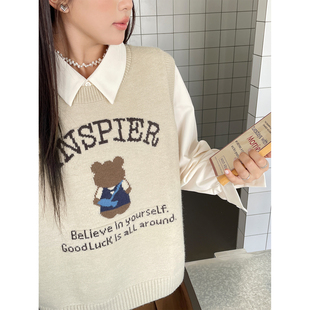 叠穿针织马甲三件套裙子套装 独特漂亮衬衫 女 绝美秋季 欧尼不胖大码