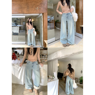 欧尼不胖2025冬季新款重工烫钻显瘦闪闪裤梨型身材胖mm辣妹阔腿裤