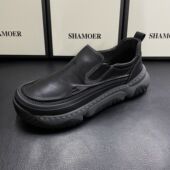 春季 新2025新款 高帮休闲皮鞋 男鞋 一脚蹬马丁靴男士 切尔西软皮短靴