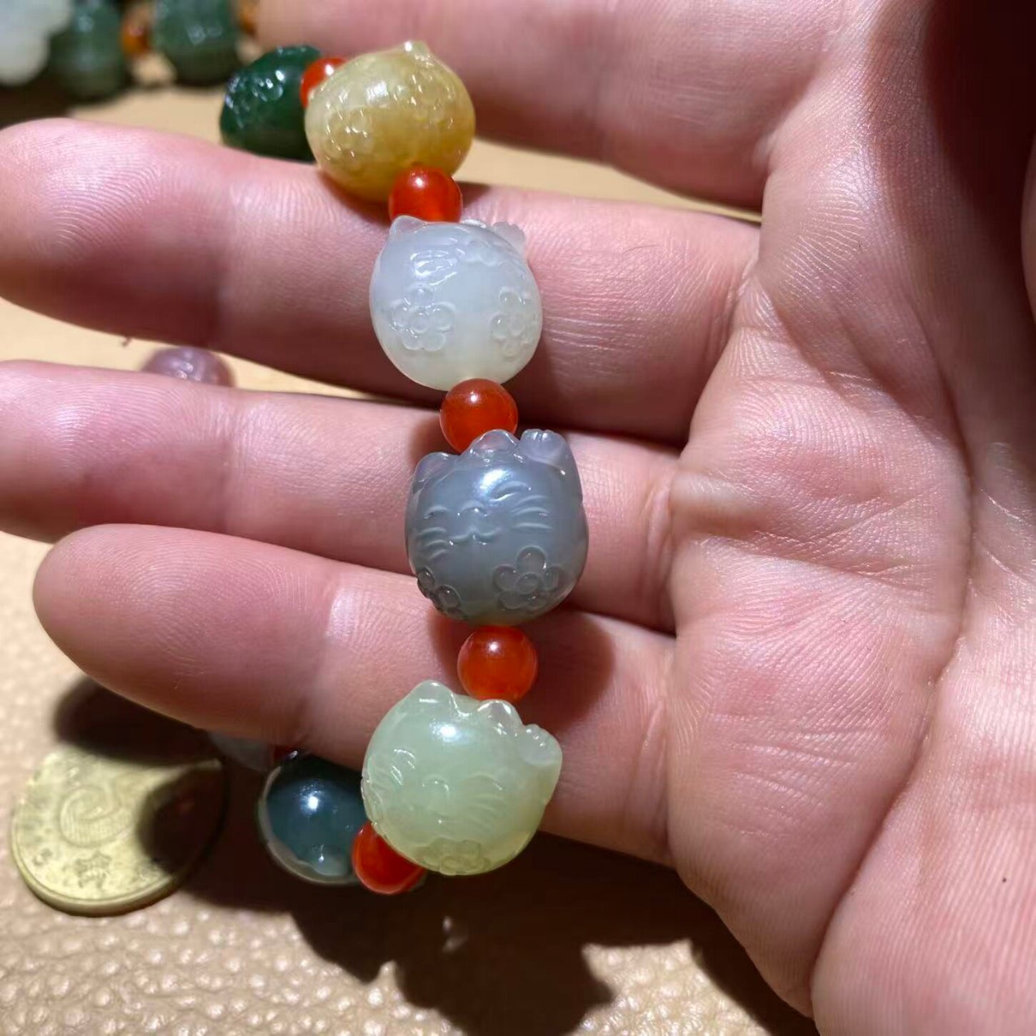 纯天然和田玉南红手工制作无科技