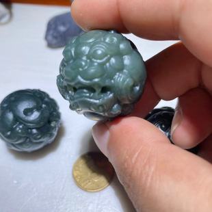 天然新疆和田玉黑青玉单珠招财貔貅小把件掌中宝把玩健身康复圆球