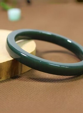 天然新疆和田玉塔青玉黑青玉手镯方镯个性纯天然首饰饰品玉镯