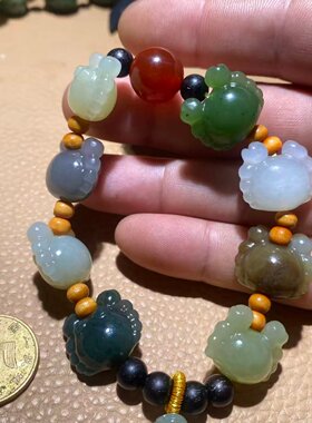 纯天然和田玉南红多宝招财手串