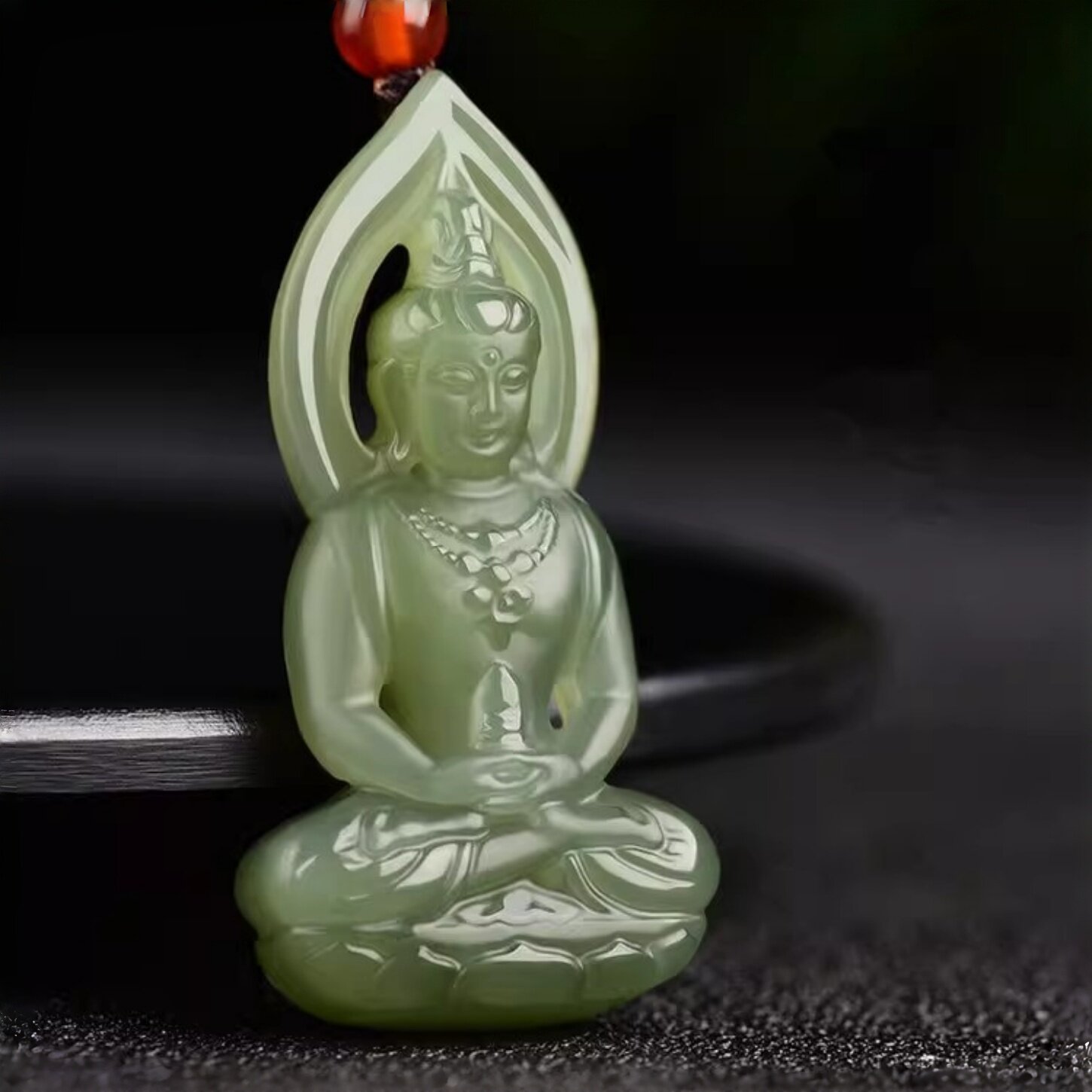正品天然和田玉立体观音菩萨吊坠挂饰男款项链款饰品礼物保平安