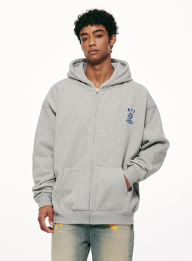 A11SALVE徽章印花拉链高街卫衣男女潮牌连帽开衫情侣春秋美式外套