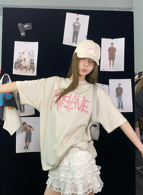 A11SLAVE涂鸦字母绣花运动情侣美式短袖t恤男女街头潮牌休闲上衣