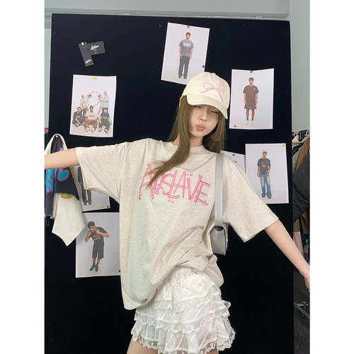 A11SLAVE涂鸦字母绣花情侣短袖