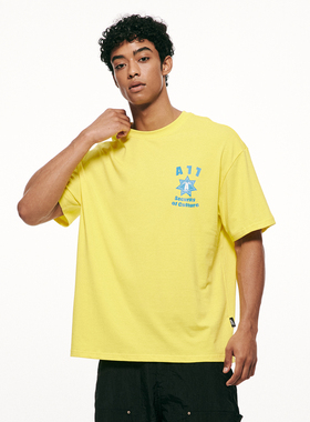 A11SLAVE复古徽章字母印花短袖T恤男女同款美式高街复古休闲半袖