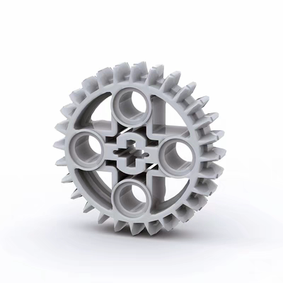 国产科技零件46372 28齿齿轮 浅灰色 拼装玩具