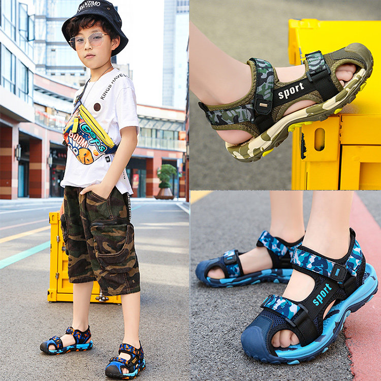 男童凉鞋包头防撞防滑耐磨舒适时尚个性酷魔术贴男孩小学生沙滩鞋