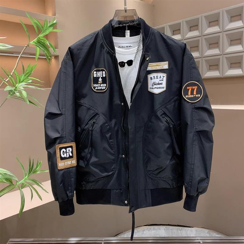 春秋季新款休闲户外工装夹克男青年潮牌棒球服潮流刺绣痞帅外套男