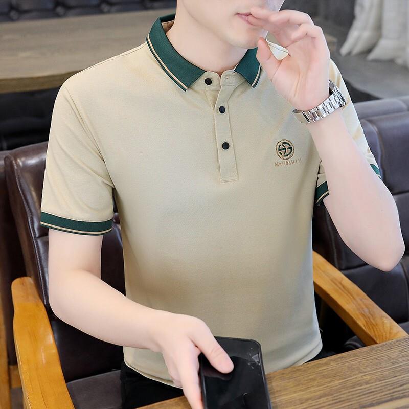 男士英伦风翻领Polo衫夏季潮流短袖时尚休闲T恤百搭短袖帅气上衣