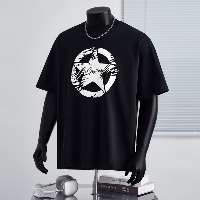 美式复古重磅纯棉短袖T恤男士2025夏季新款港风潮牌痞帅半袖t恤衫