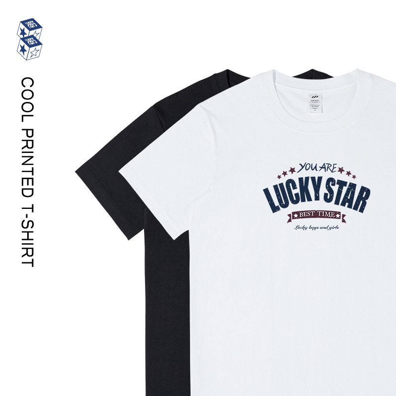 重磅纯棉短袖t恤男美式复古印花夏季百搭港风ins潮牌体恤衫上衣女