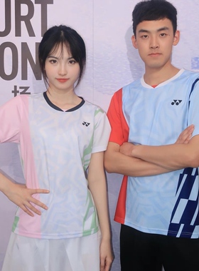 正品2024YONEX尤尼克斯新款男女款运动短袖速干羽毛球服110194BCR