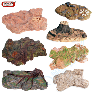 仿真场景青苔岩石地层模型大树根地台恐龙蛋底座沙盘鱼缸造景摆件