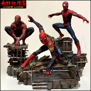 复联钢铁蜘蛛侠跪姿MK85打响指绿巨人战神奎托斯父子模型手办摆件