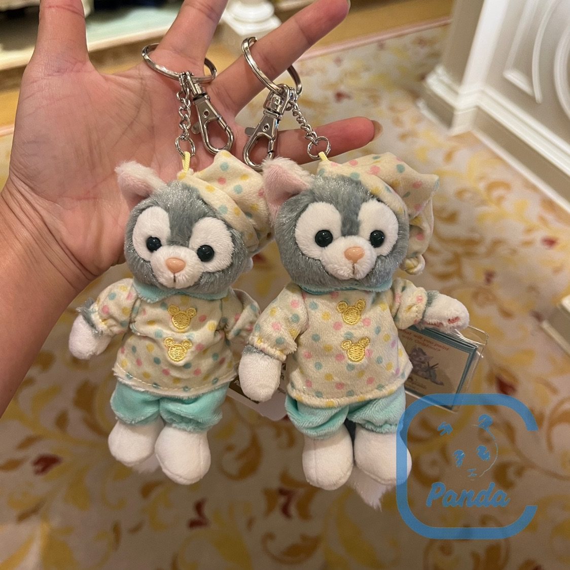 香港迪士尼乐园 杰拉多尼托尼猫画家猫卡通可爱睡衣包挂件钥匙扣