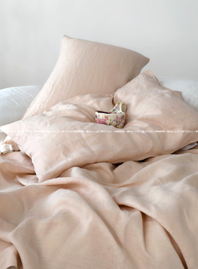 100%汉麻床品 卧室氛围感神器｜汉麻洗旧粉四件套，透气又高级