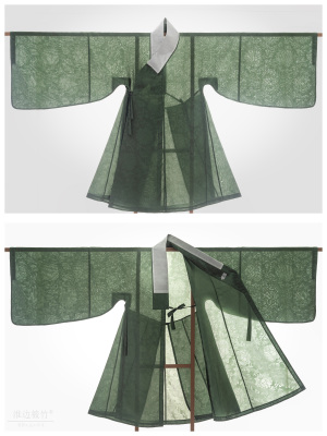 淮边筱竹  明制暗花纱大袖道袍 复原汉服男装长衫传统服饰士庶服