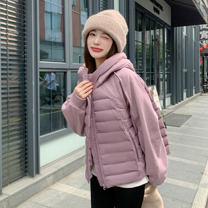 25现货新款新标90白鸭绒假两件羽绒服女282-25083-P270-K415，女装羽绒服，浙宝282