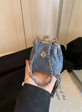 2024秋冬新款韩国小众精致便携斜挎口金包单肩斜挎迷你零钱包