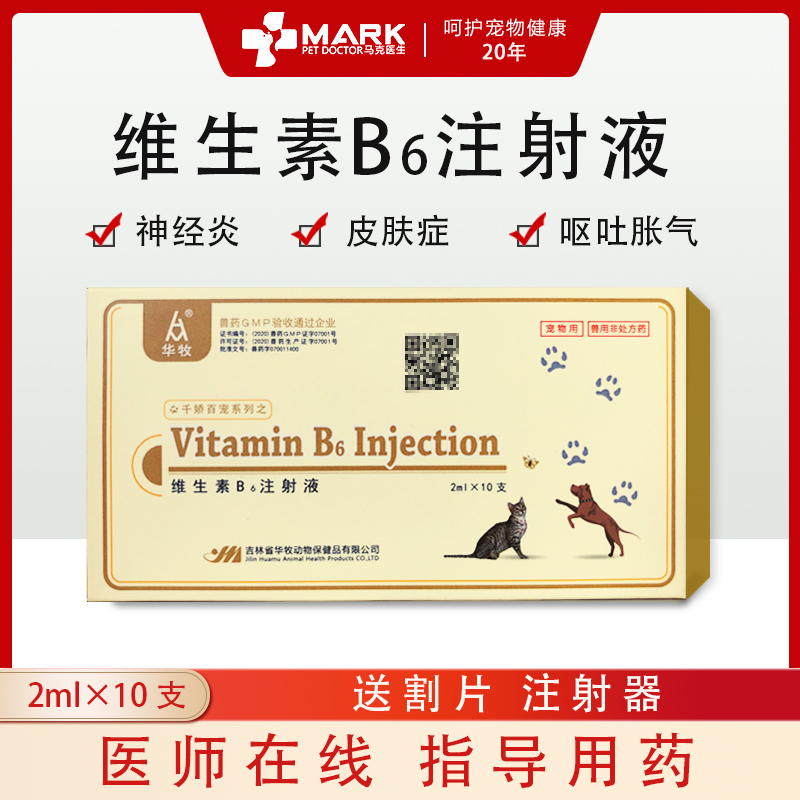 维生素b6注射液宠物犬异烟肼猫消化不良胃肠疾病犬瘟细小猫瘟呕吐
