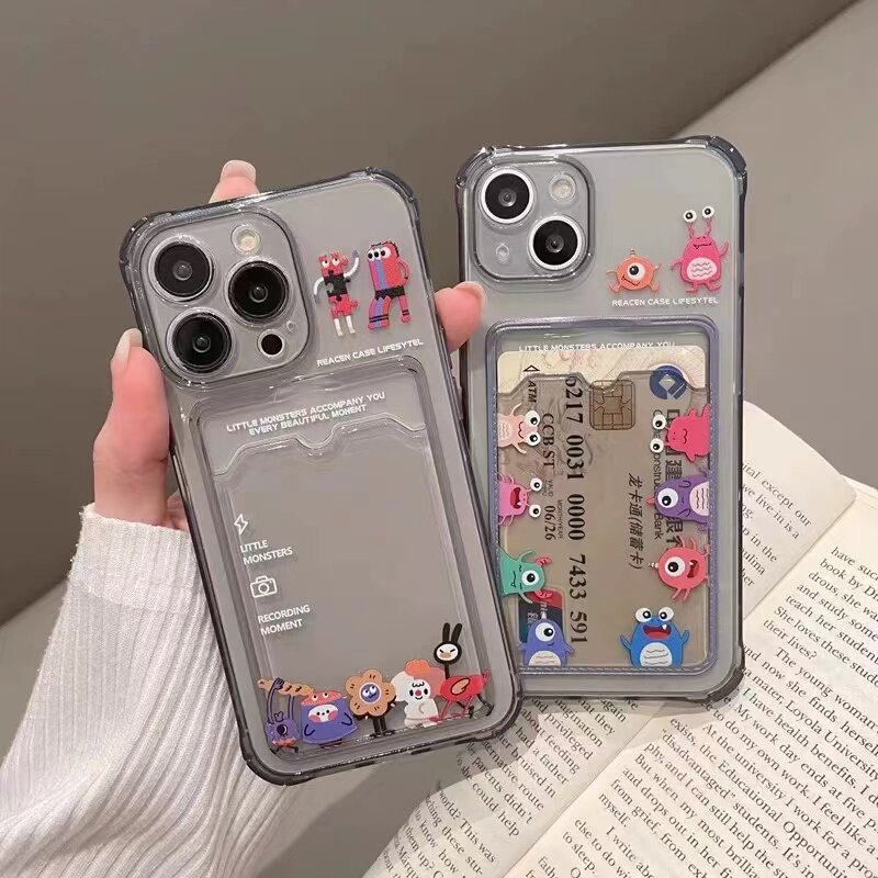 拍照小怪兽适用红米Turbo13/note13pro手机壳硅胶卡包k70pro/k60至尊版透黑小米14搞怪13男苹果1