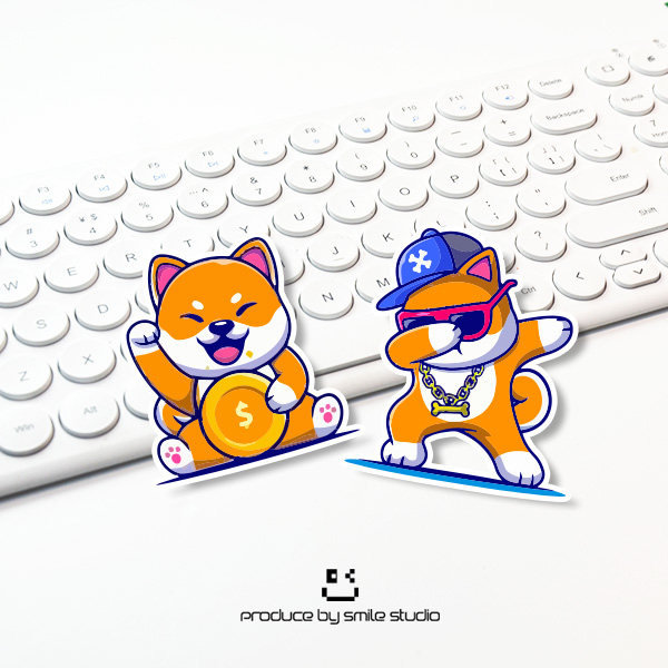 可爱卡通秋田柴犬旺财趣味反光汽车贴纸摩托电动车贴花笔记本贴