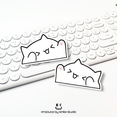 可爱q版门缝猫笑脸反光车贴创意汽车摩托电动车装饰划痕防水贴花