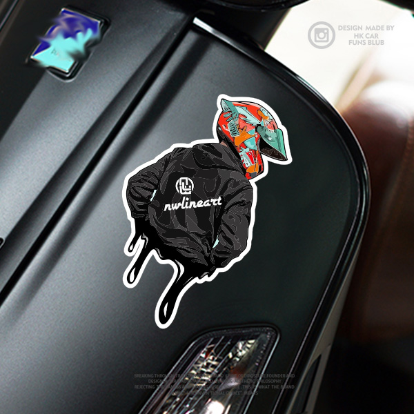 个性骑士背影卡通反光车贴创意汽车后窗贴花摩托电动车装饰贴纸