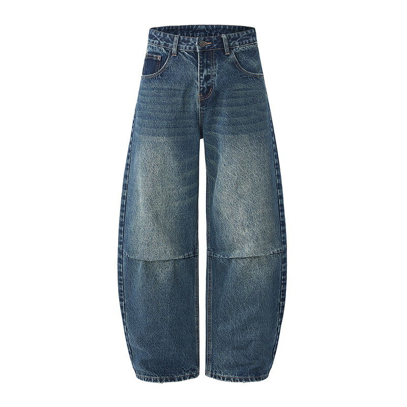 美式复古水洗宽松弯刀牛仔裤男潮牌春秋季垂感直筒休闲香蕉阔腿裤