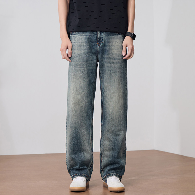 轻奢美式水洗牛仔裤男款2026新款春秋款宽松直筒潮牌男生休闲长裤