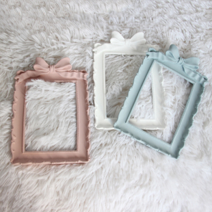 中空相框树脂长方形蝴蝶结相框立体装饰画框粉色复古风摆件