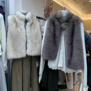 韩系简约气质百搭毛毛马甲坎肩短外套女92519 新款 Hers 冬季