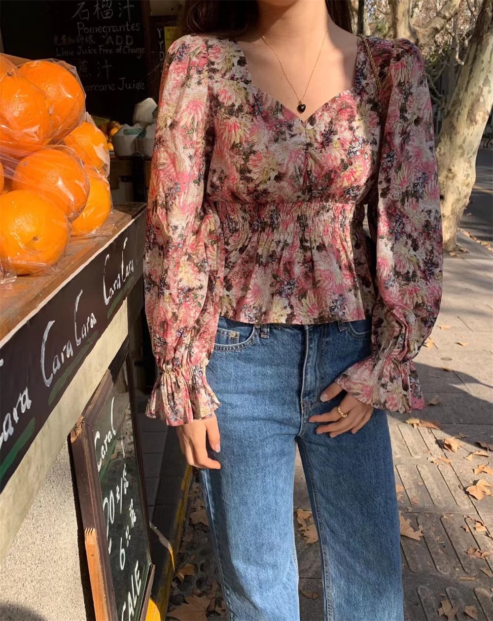 法式方领显瘦短款收腰衬衫女