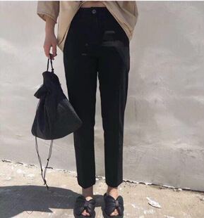 女高腰9015九分小脚裤 显瘦铅笔裤 潮 WUZHI后开叉西裤 2024春秋新款