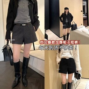 “穿搭有层次”KAPOK冬季挺阔有型呢子显瘦显腿长休闲短裤女35068
