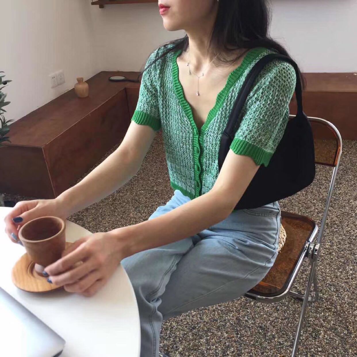 小香风木耳边ins超火针织开衫