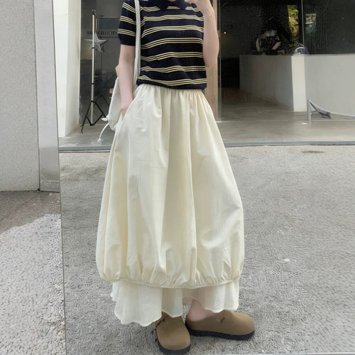 花苞裙女春夏季2026新款高腰遮肉蓬蓬a字中长款灯笼裙气球半身裙
