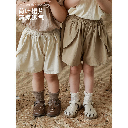 女童夏季宽松纯色休闲短裤