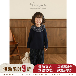 幼悠女童韩系复古打底衫2025秋季洋气可爱防风保暖娃娃领休闲上衣