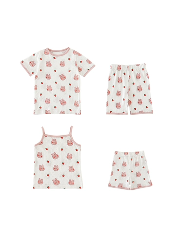 Летняя летняя одежда, комплект для девочек, пижама, топ с чашечками, в западном стиле